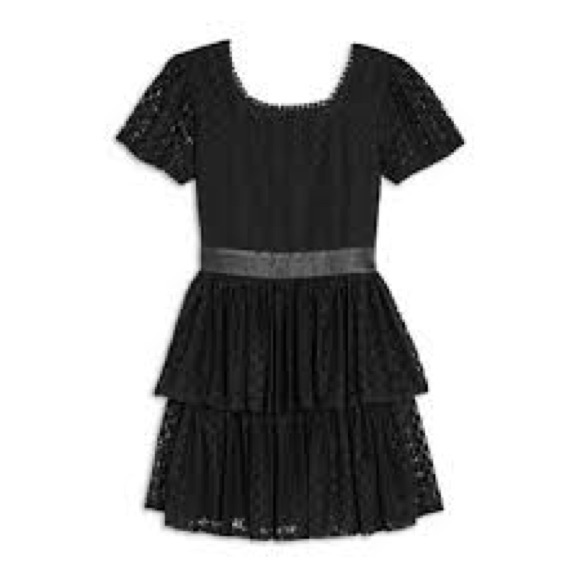 Bloomingdales Aqua Girls NWT Black Short Sleeve Lace Circle Dress Size 7/8